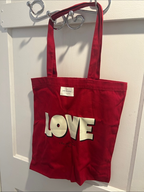 Sezane Handbags - Sezane Red LOVE Canvas Tote
